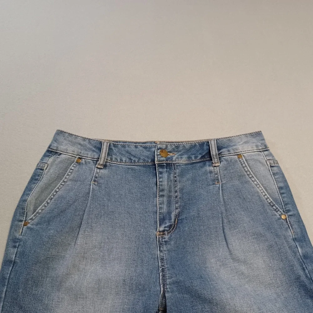 d.jeans Womens‎ Size 10 Light Wash Pleated Front Straight Leg Denim Jeans Blue